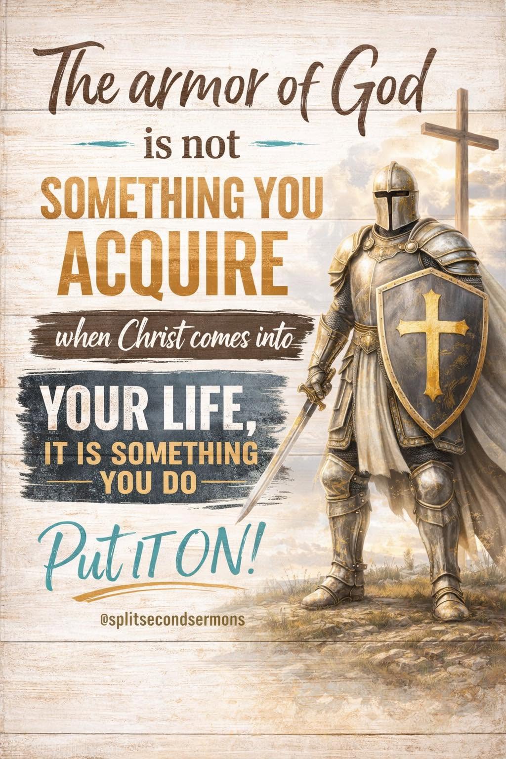 The armor of God is not something you acquire when Christ comes into your life — it is something you do. Put it on!