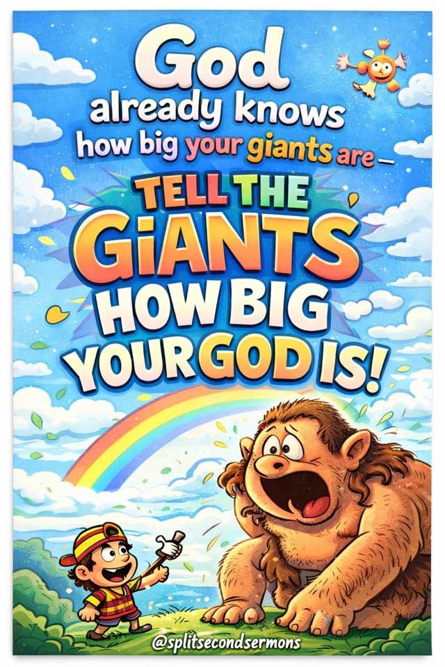 God already knows how big your giants are — tell the giants how big your God is!