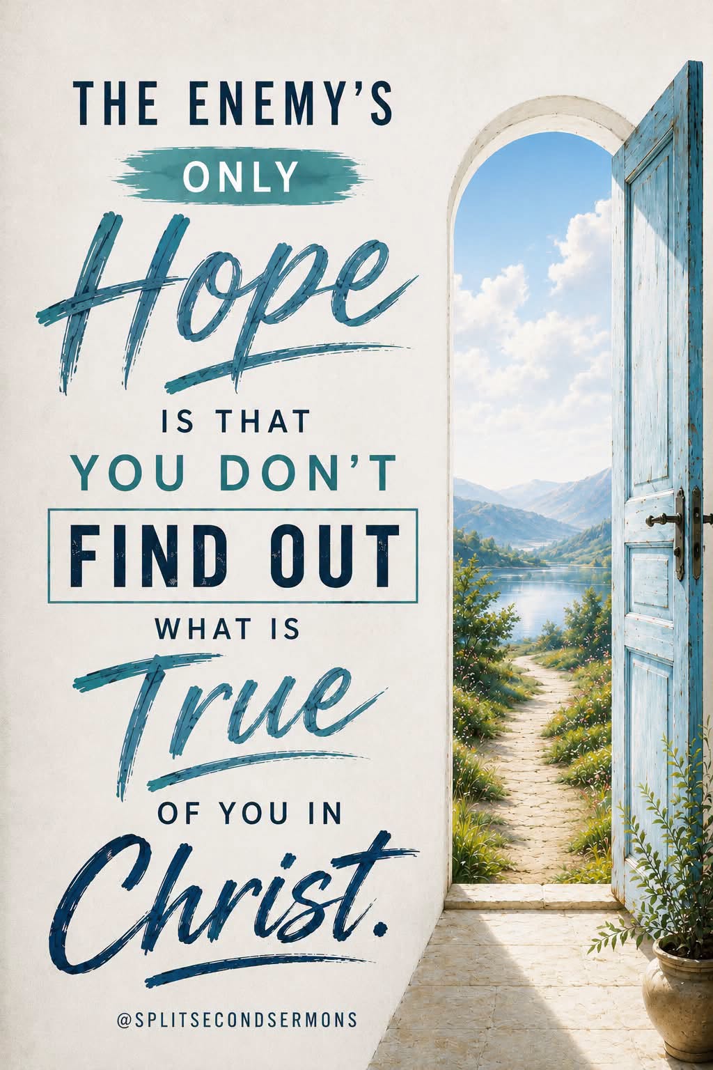 The enemy's only hope is that you don't find out what is true of you in Christ.