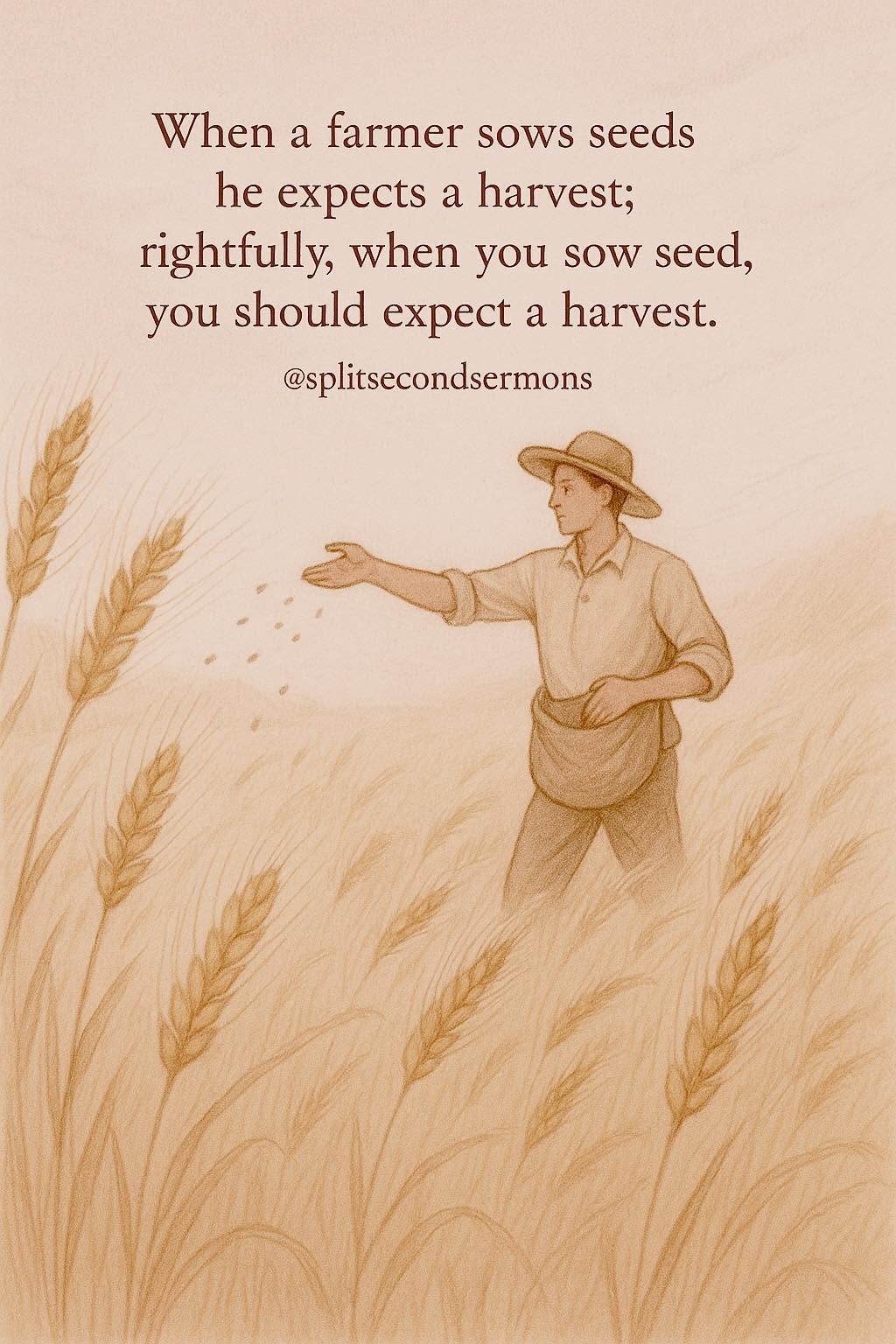 When a farmer sows seeds he expects a harvest; rightfully, when you sow seed, you should expect a harvest.